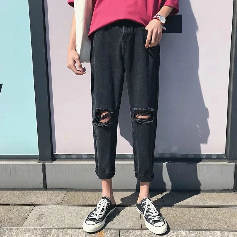 Black Ripped Jeans - Distressed Streetwear Denim