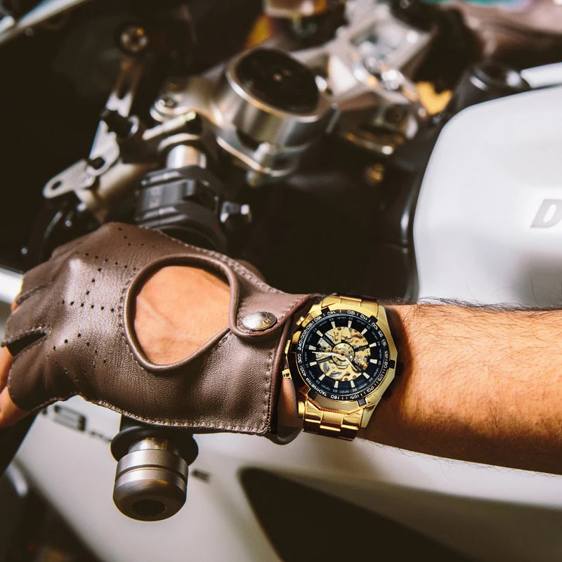 Luxury Steampunk Mechanical Watch - Bold Skeleton Timepiece