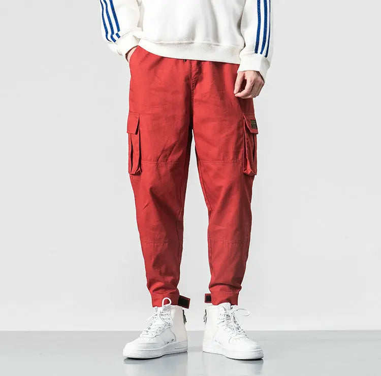 Multi Pocket Elastic Waist Jogger Pants - Functional Casual Pants