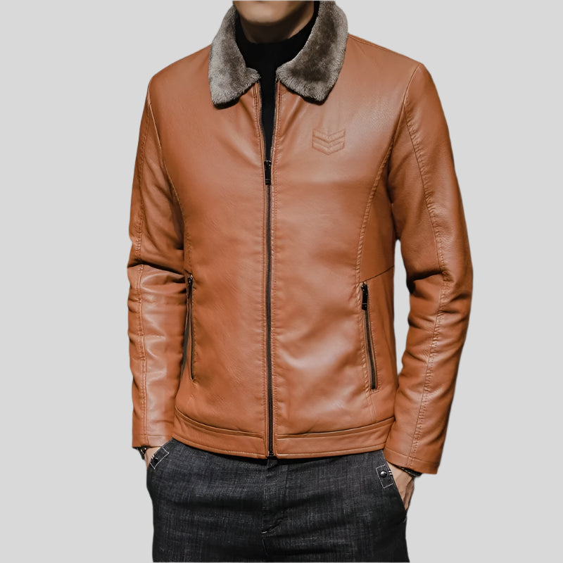 Men Leather Jacket - Classic Moto Inspired Outerwear