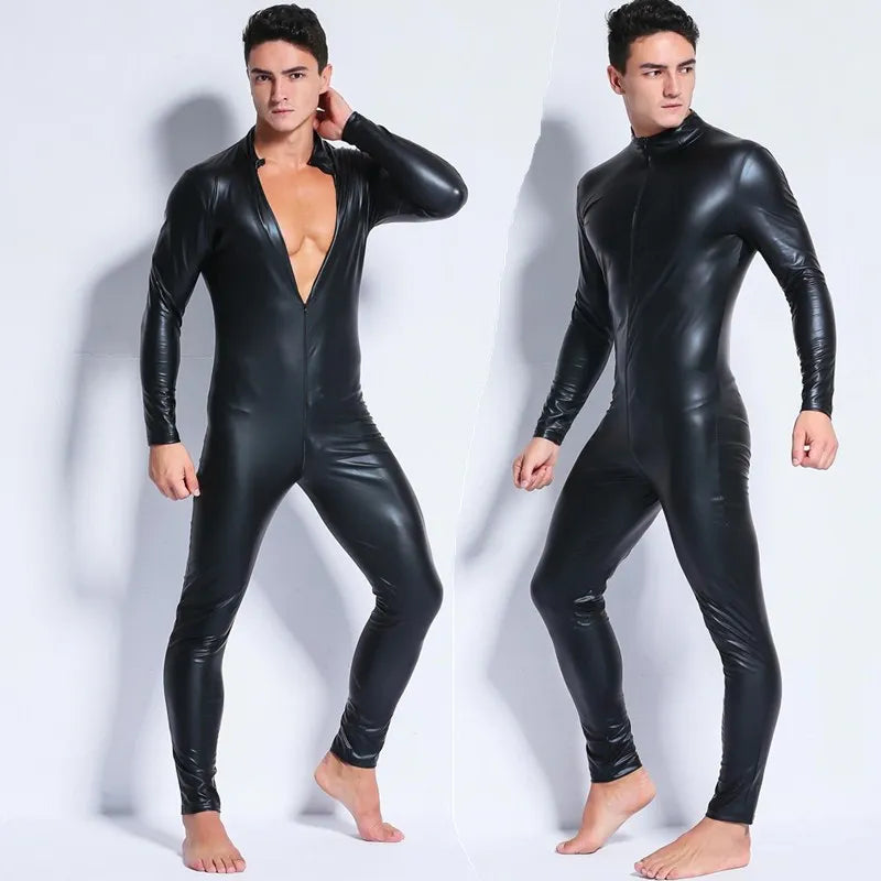 PU Leather Overall Set - Bold Urban Statement Wear