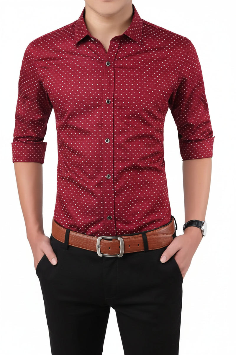 Slim Fit Polka Dot Shirt - Modern Statement Button-Up