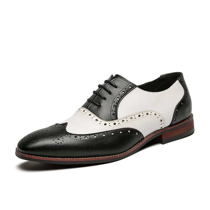Leather Brogues Shoes - Classic Wingtip Dress Shoes