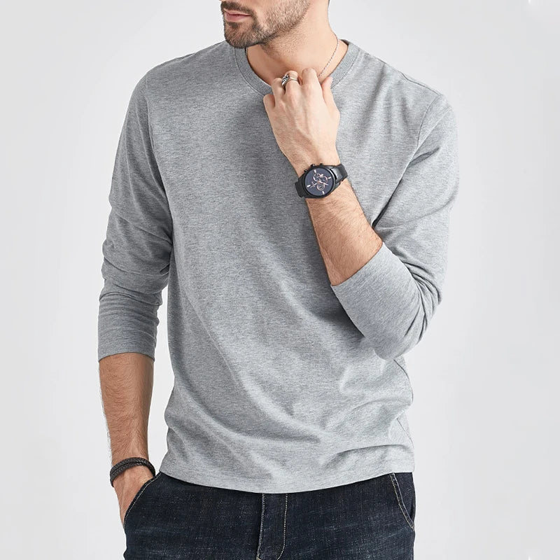 Slim Fit Plain Long Sleeve T-Shirt - Clean Everyday Layer