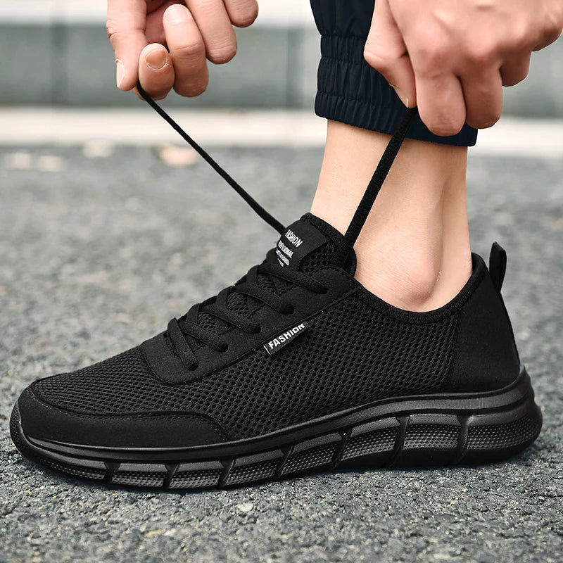 Premium Casual Mesh Sneakers - Lightweight Lace Up Comfort