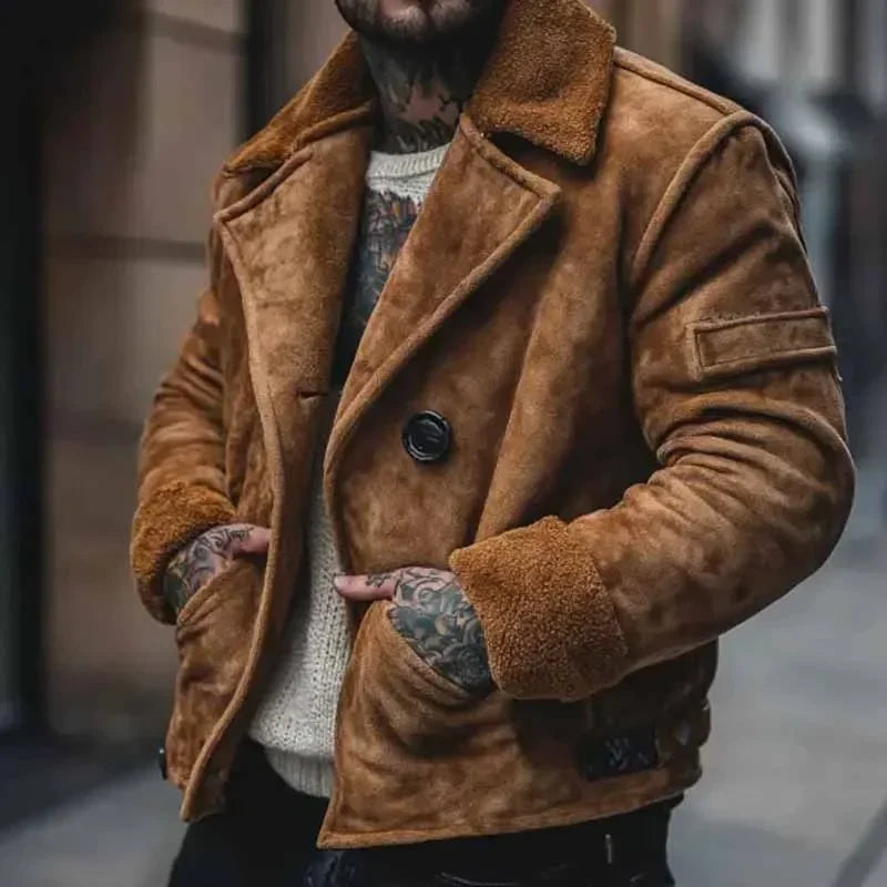 Classy Suede Velvet Jacket - Refined Cold-Weather Outerwear