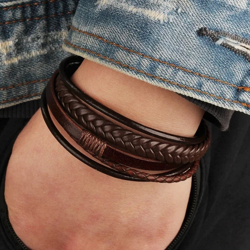 Genuine Leather Bracelet - Magnetic Clasp Everyday Style