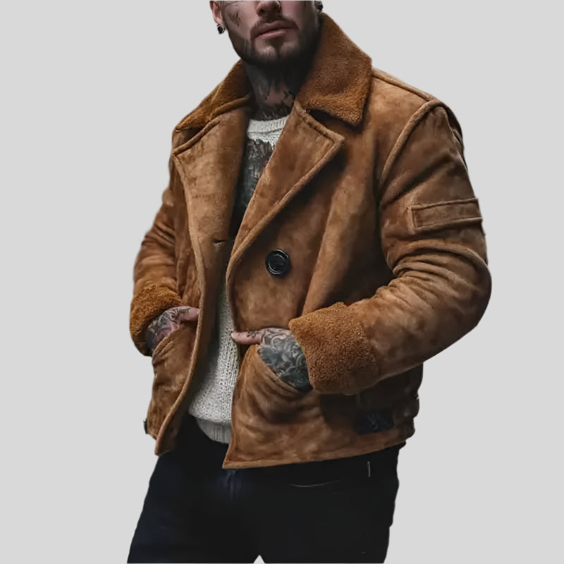 Classy Suede Velvet Jacket - Refined Cold-Weather Outerwear