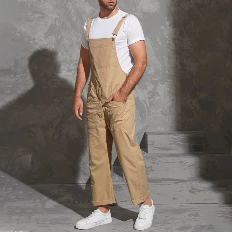 Solid Color Cargo Jumpsuit - Modern Utility One-Piece