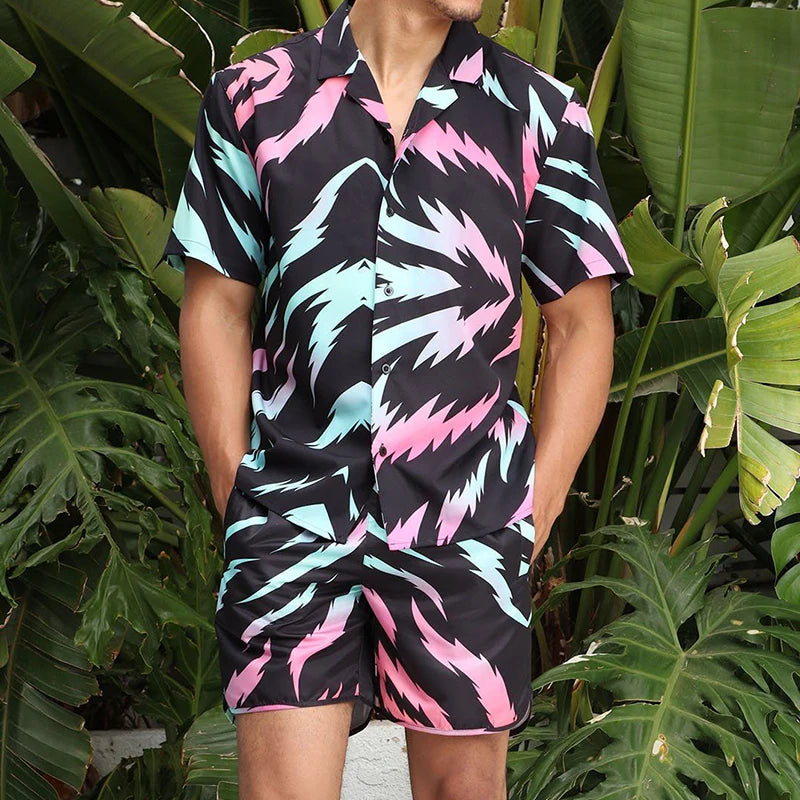 Hawaiian Print Romper - Bold Resort Casual One-Piece