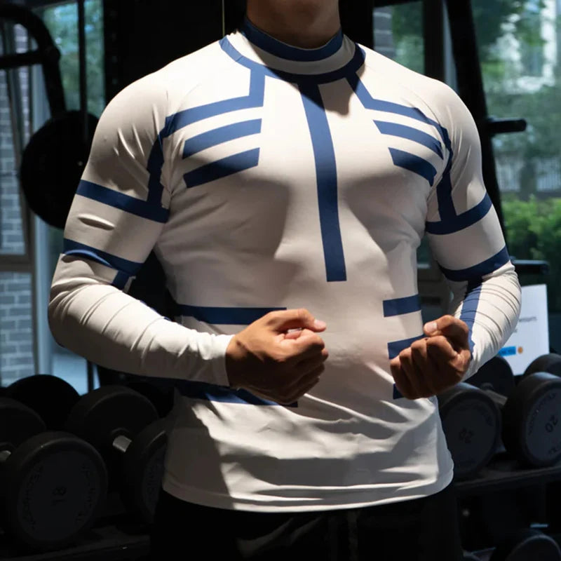 Premium 3D Print Long Sleeve Compression Top - Athletic Fit