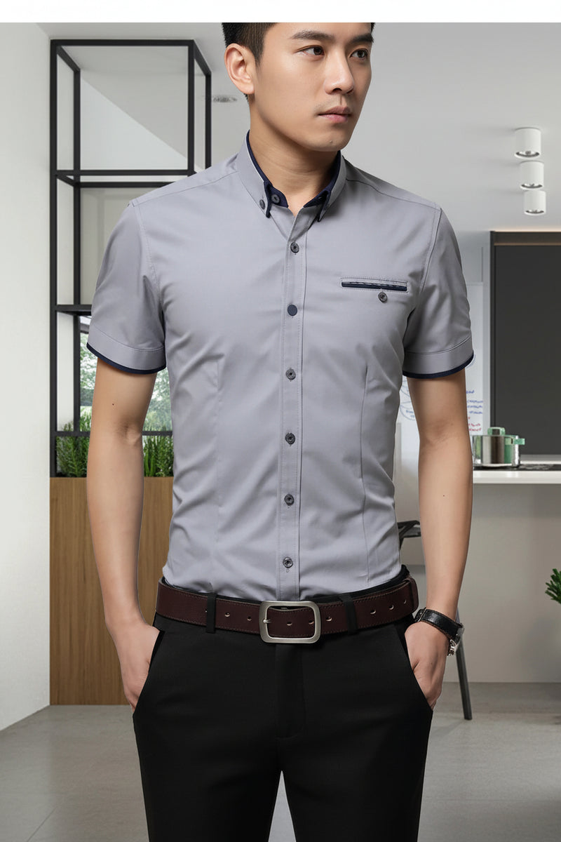 Short Sleeve Turn-Down Collar Shirt - Smart Casual Style